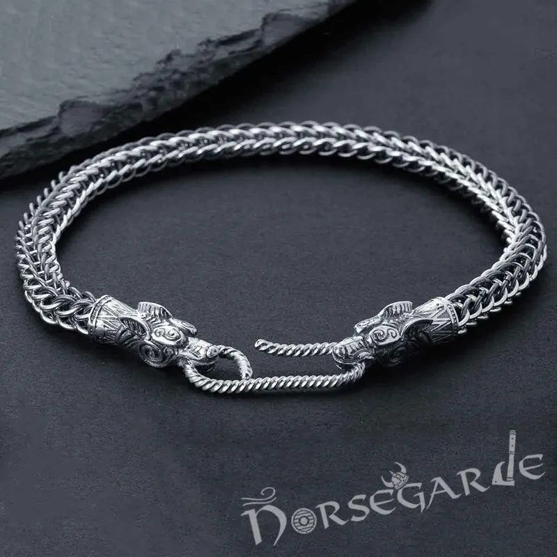 Handcrafted Heavy Weave Wolf Bracelet - Sterling Silver