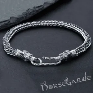 Handcrafted Heavy Weave Wolf Bracelet - Sterling Silver