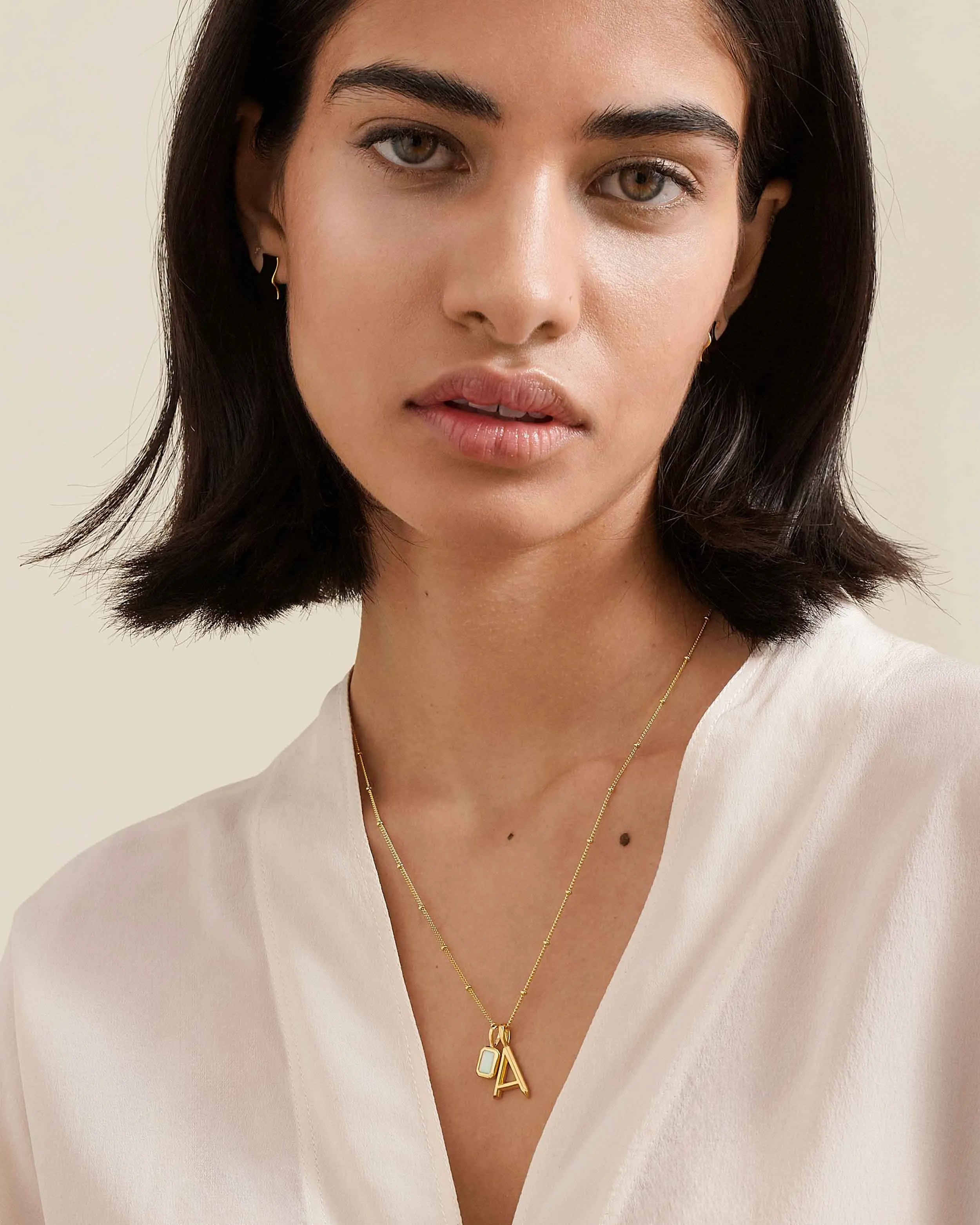 Initial Deco Birthstone Necklace