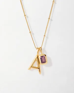 Initial Deco Birthstone Necklace