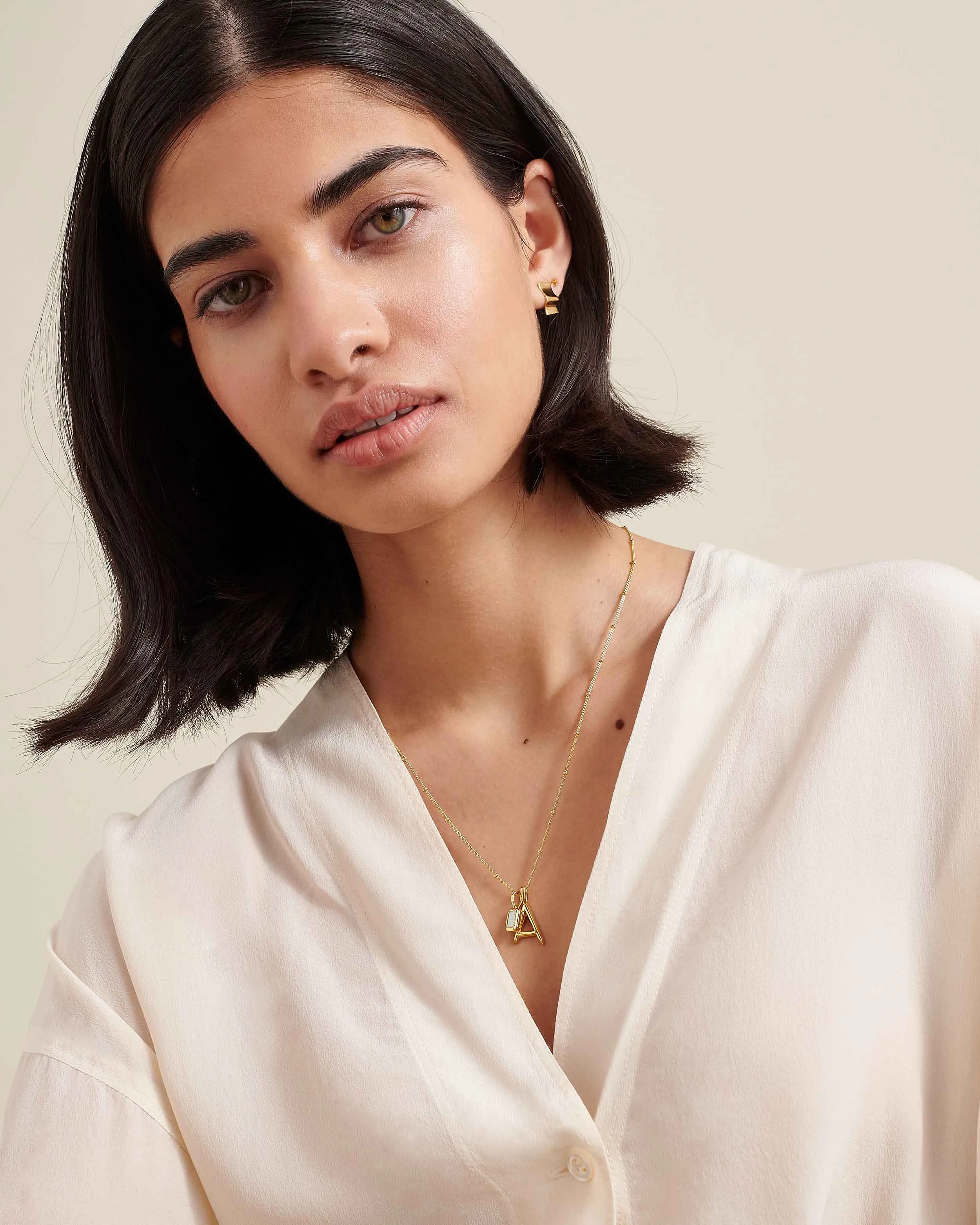 Initial Deco Birthstone Necklace