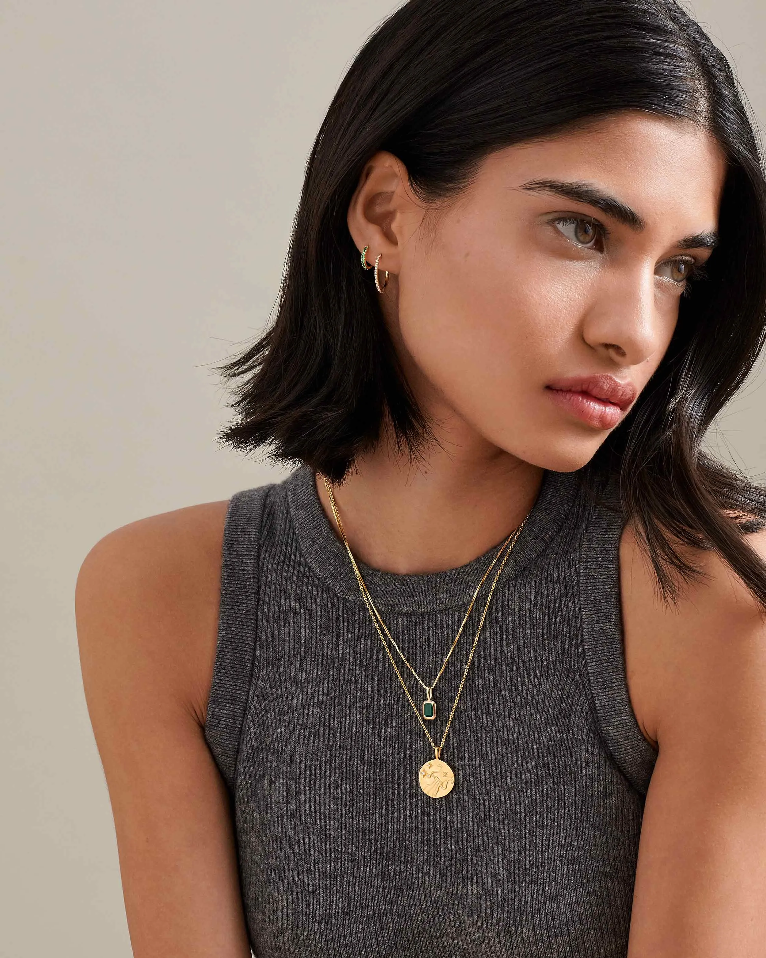 Initial Deco Birthstone Necklace