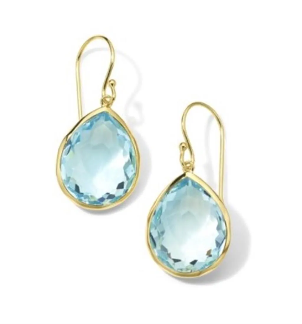 Ippolita 18k Yellow Gold Swiss Blue Topaz Rock Candy Large Teardrop Earrings