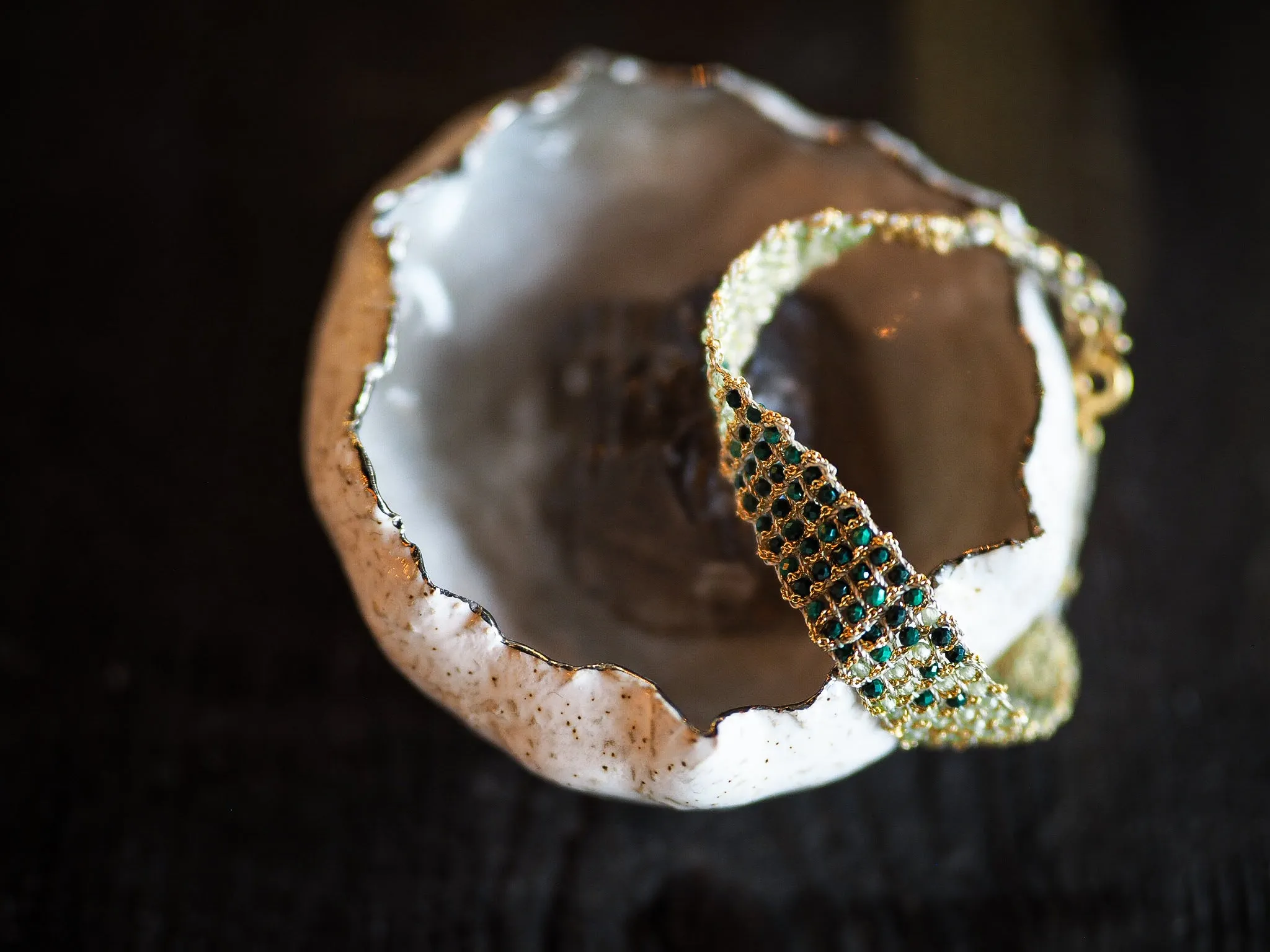 Jaipur Hand loom bracelet (Sterling silver gold Plated) - Malachite Peridot