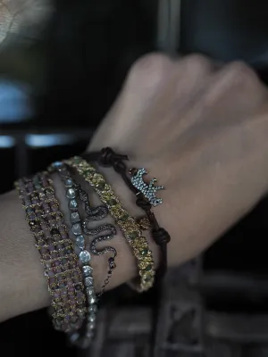 Jaipur Hand loom bracelet (Sterling silver gold Plated) - Pink Tourmaline