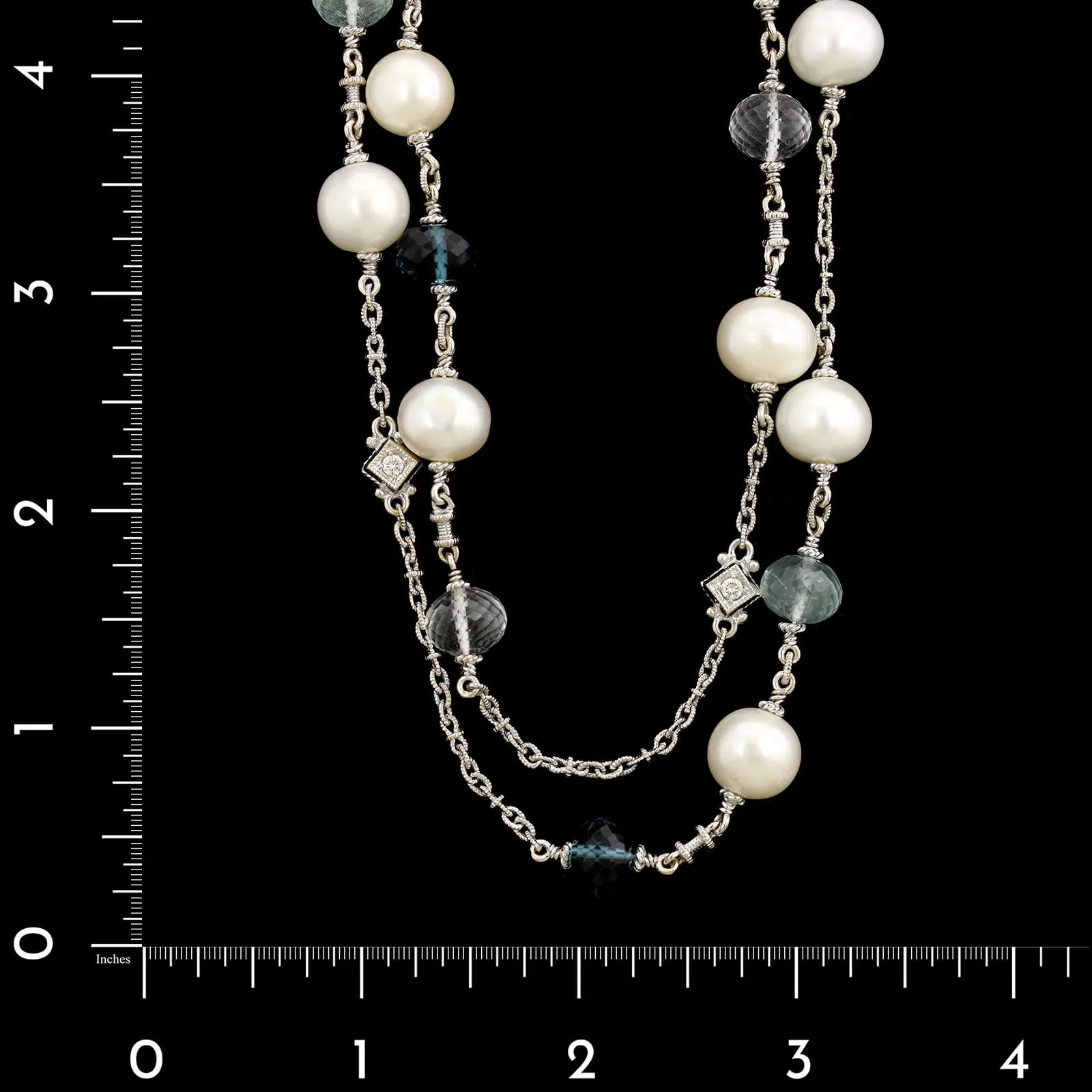 Judith Ripka 18K White Gold Estate Gem-set and Diamond Necklace