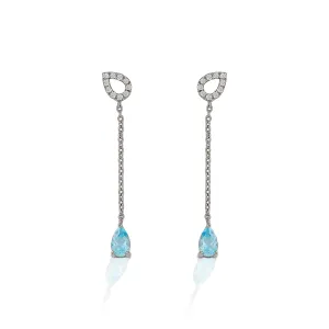 Kelly Herd Blue Topaz Fixed Lariat Earrings - Sterling Silver
