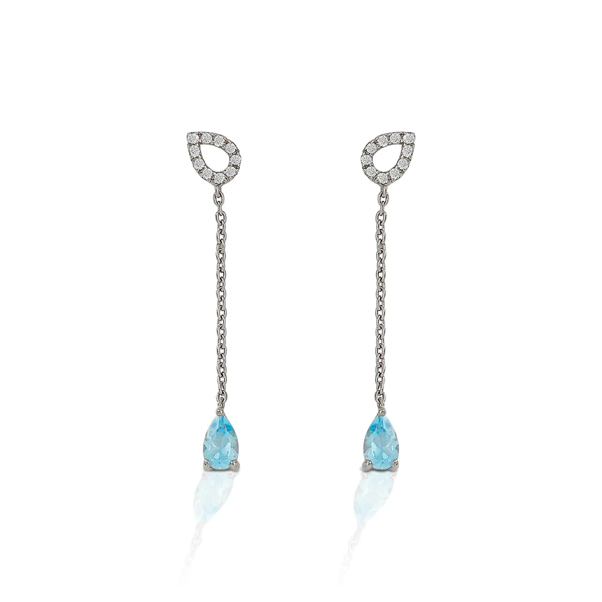 Kelly Herd Blue Topaz Fixed Lariat Earrings - Sterling Silver