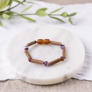 Kids | Amethyst   Raw Cognac Amber Hazelwood Bracelet
