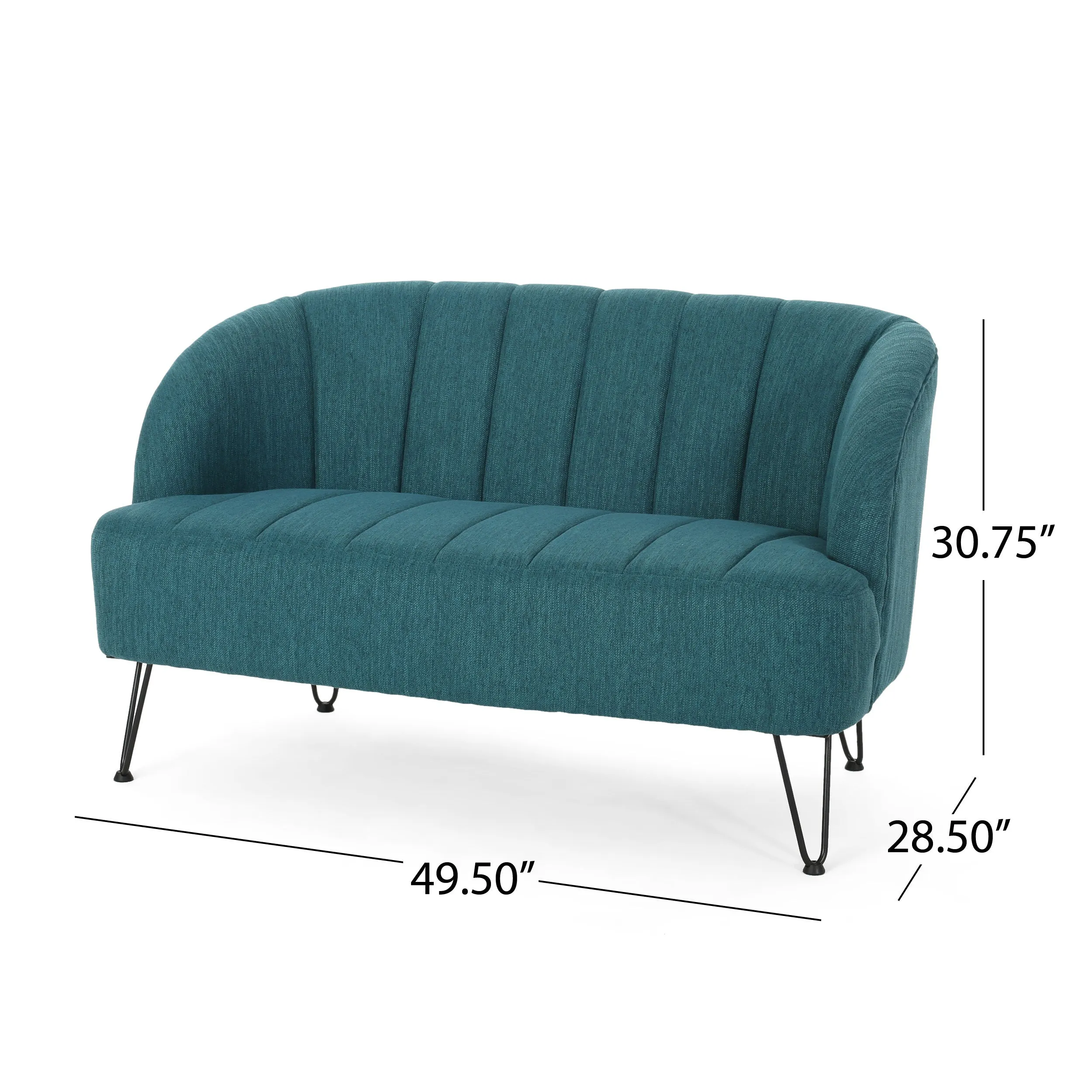 Kyra Modern Fabric Settee with Hairpin Legs