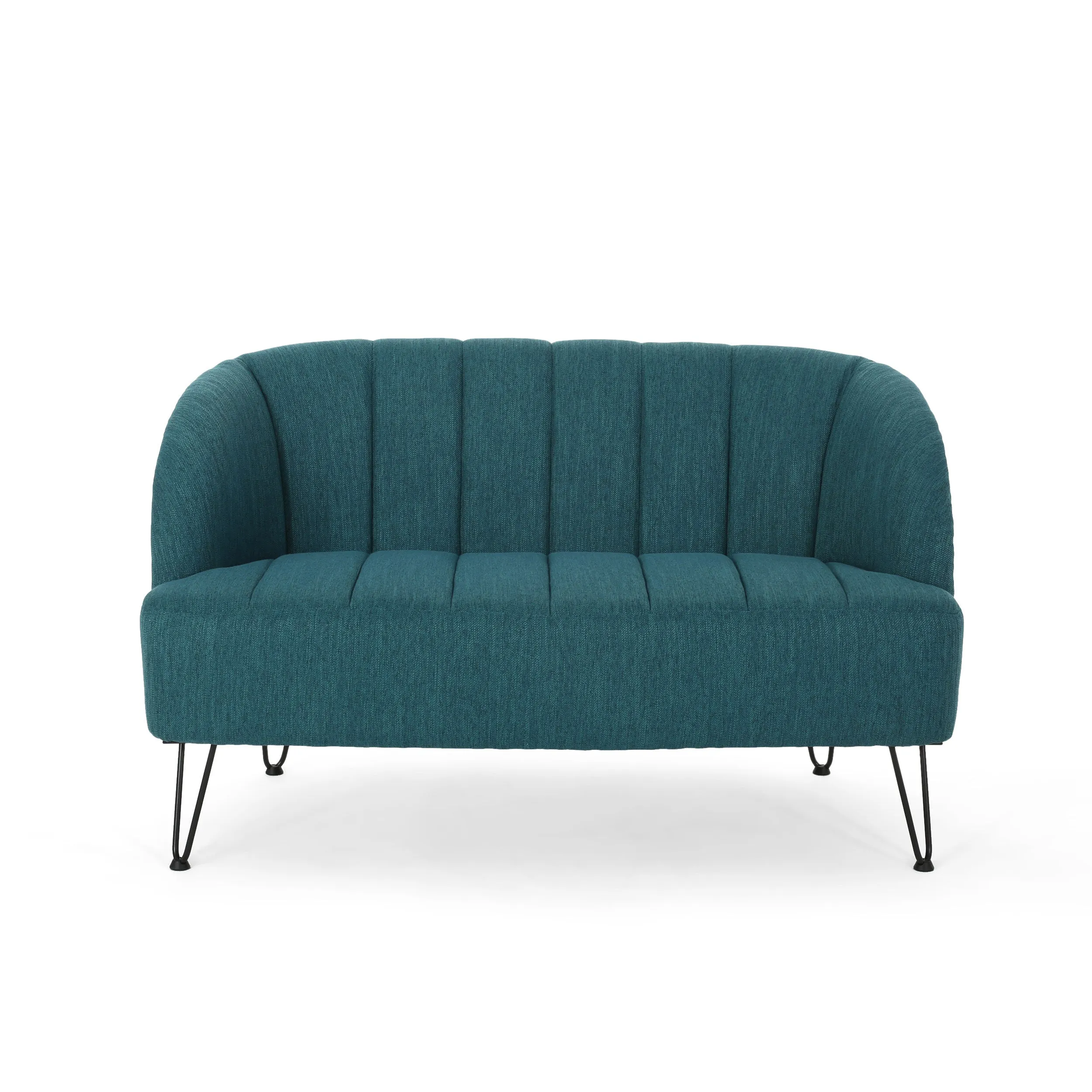 Kyra Modern Fabric Settee with Hairpin Legs