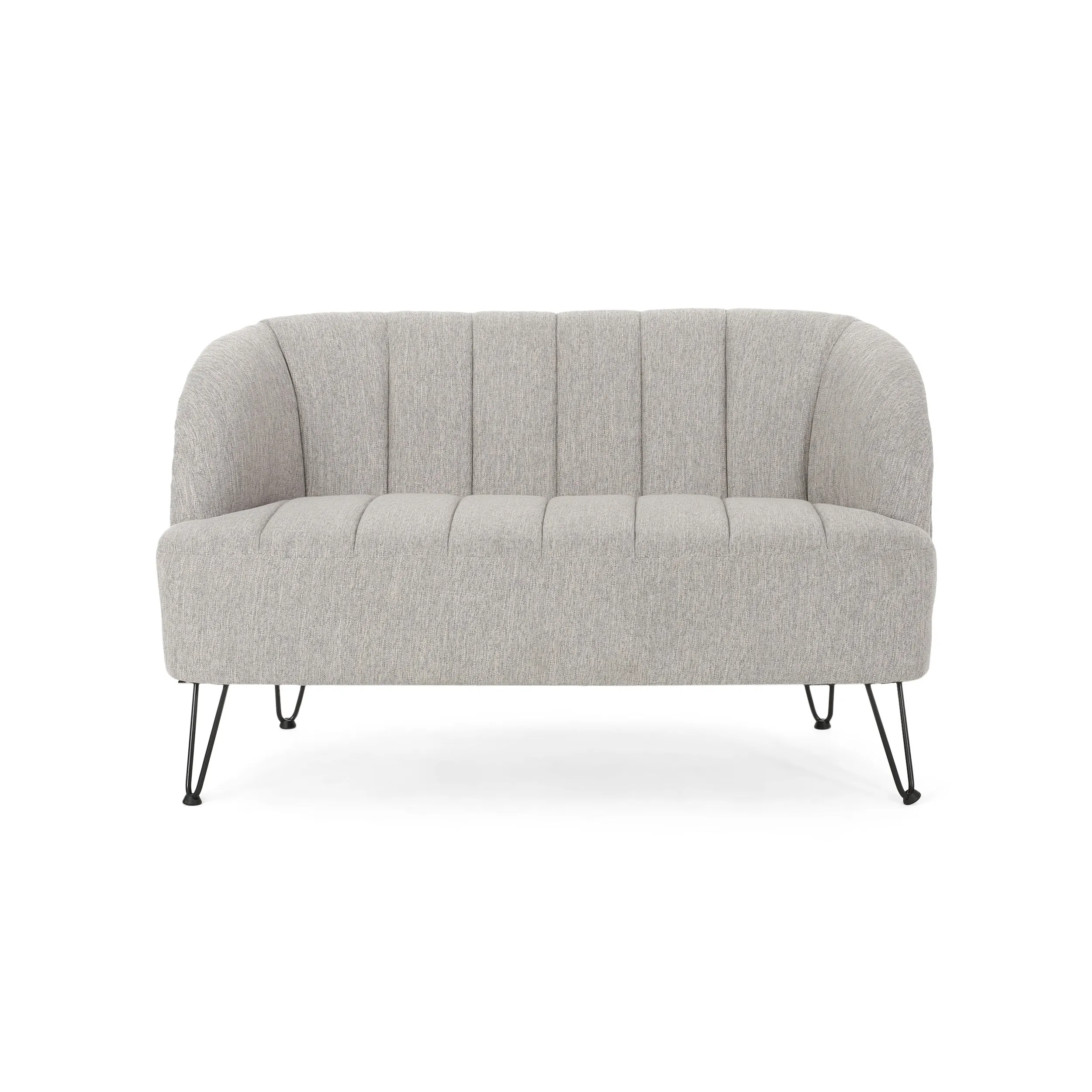 Kyra Modern Fabric Settee with Hairpin Legs
