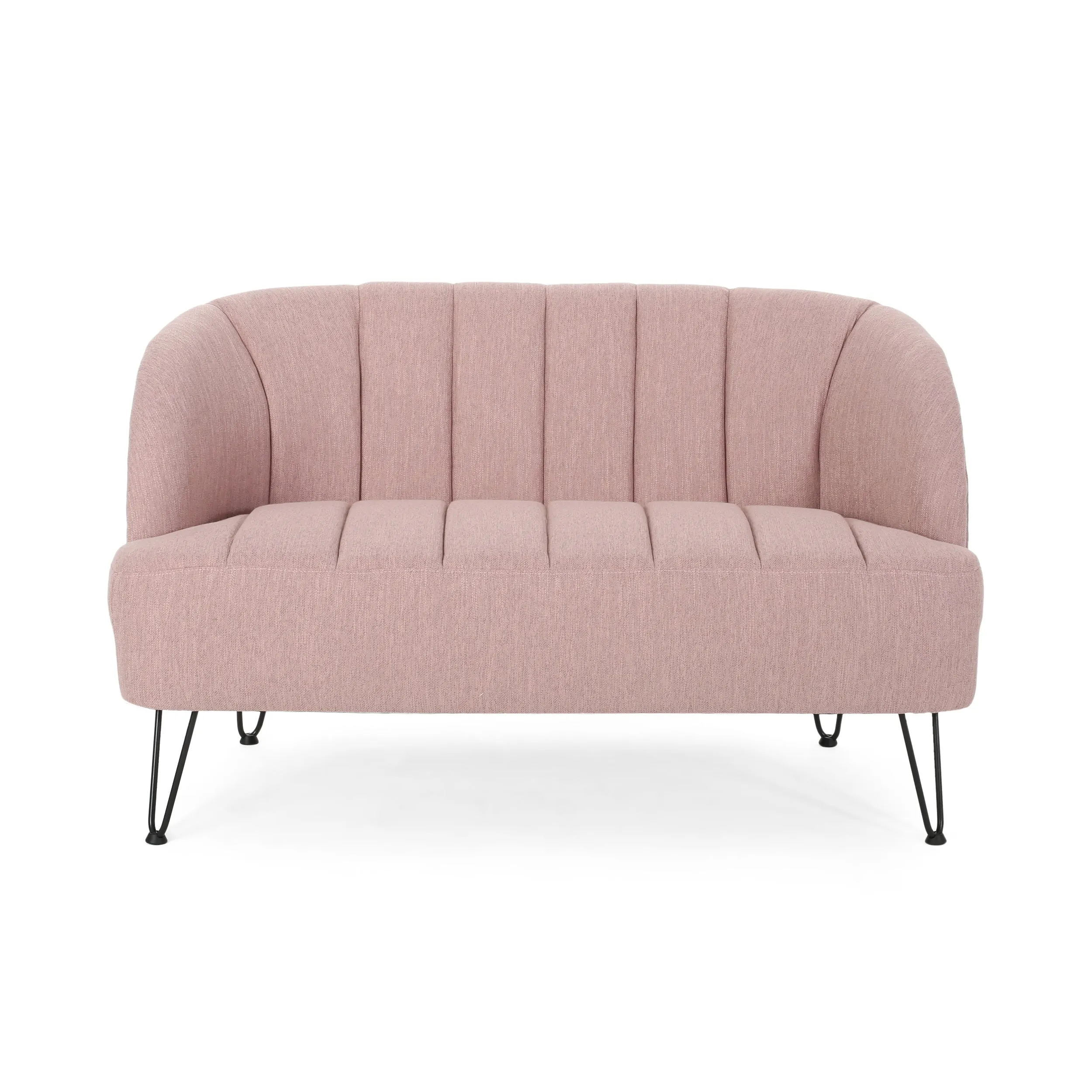 Kyra Modern Fabric Settee with Hairpin Legs