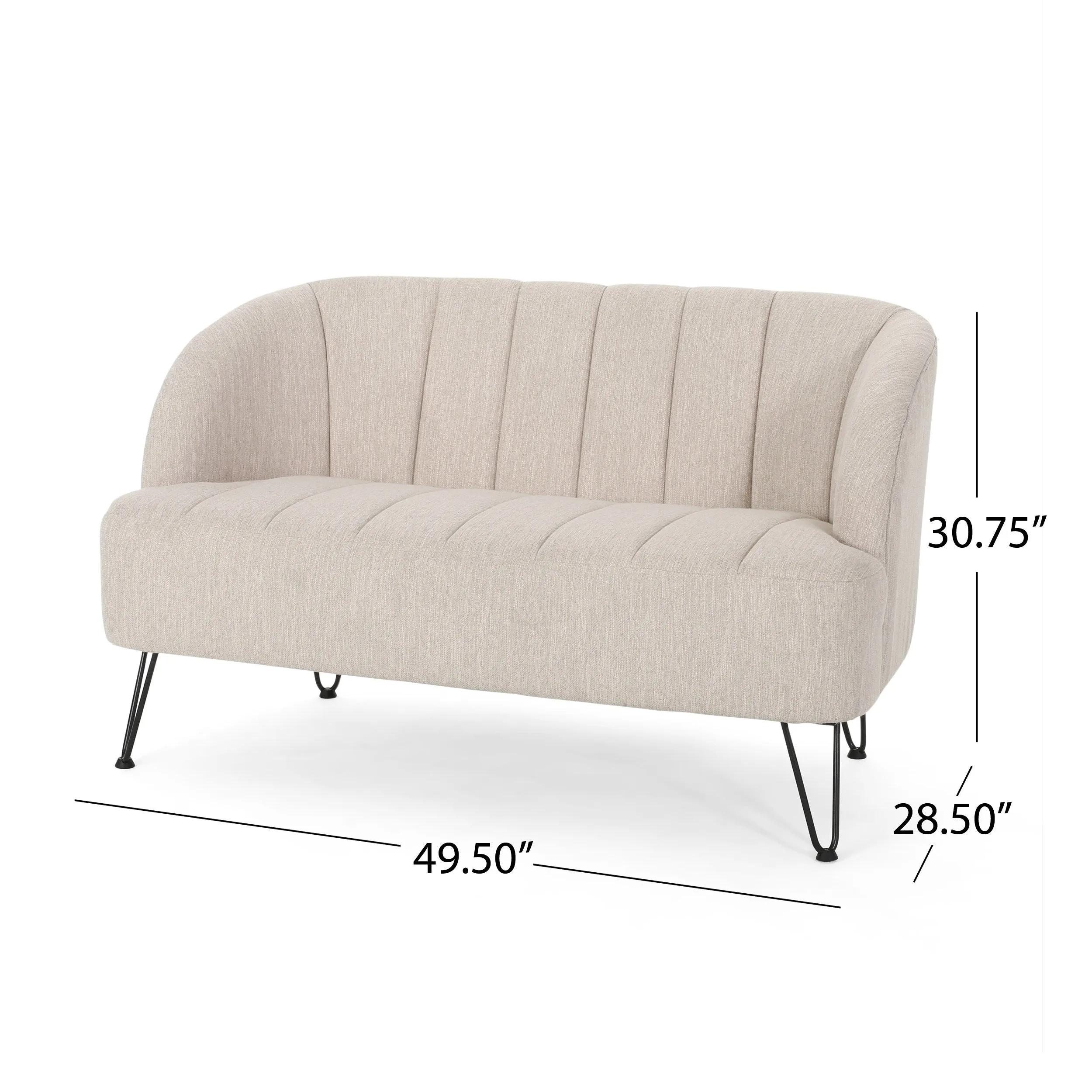 Kyra Modern Fabric Settee with Hairpin Legs