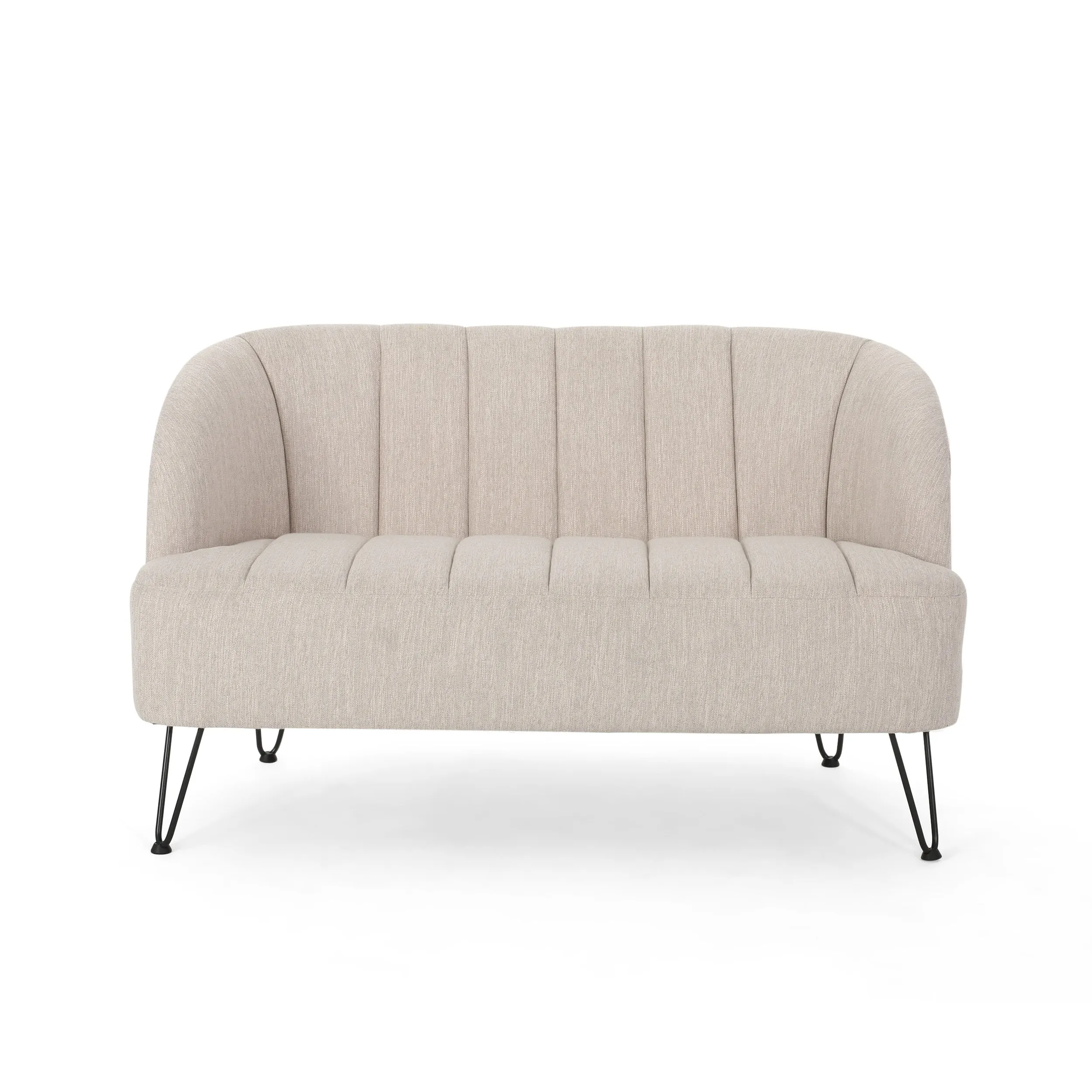 Kyra Modern Fabric Settee with Hairpin Legs