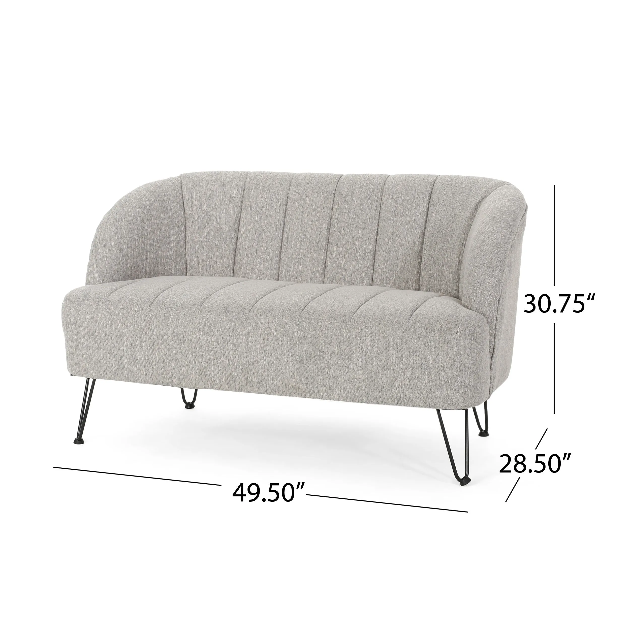 Kyra Modern Fabric Settee with Hairpin Legs