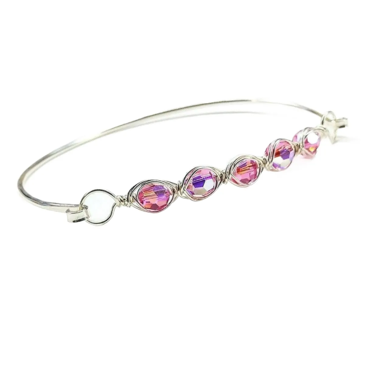 Larger Oval Shaped Swarovski Crystal Bar Bangle Bracelet