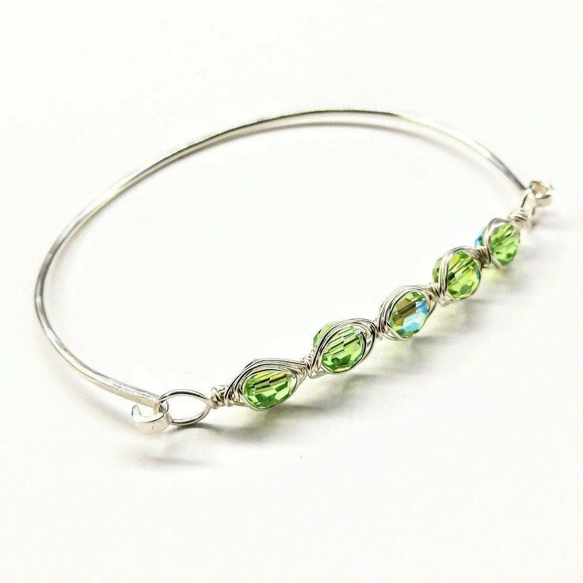 Larger Oval Shaped Swarovski Crystal Bar Bangle Bracelet