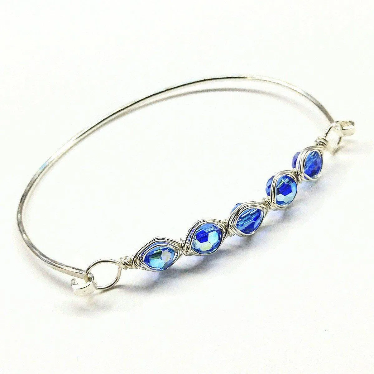Larger Oval Shaped Swarovski Crystal Bar Bangle Bracelet