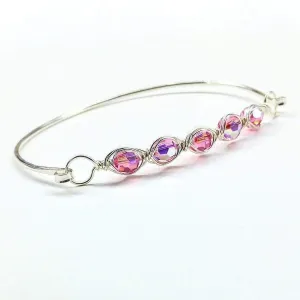 Larger Oval Shaped Swarovski Crystal Bar Bangle Bracelet