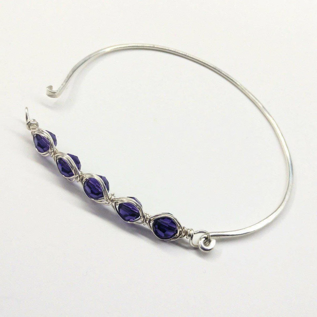 Larger Oval Shaped Swarovski Crystal Bar Bangle Bracelet