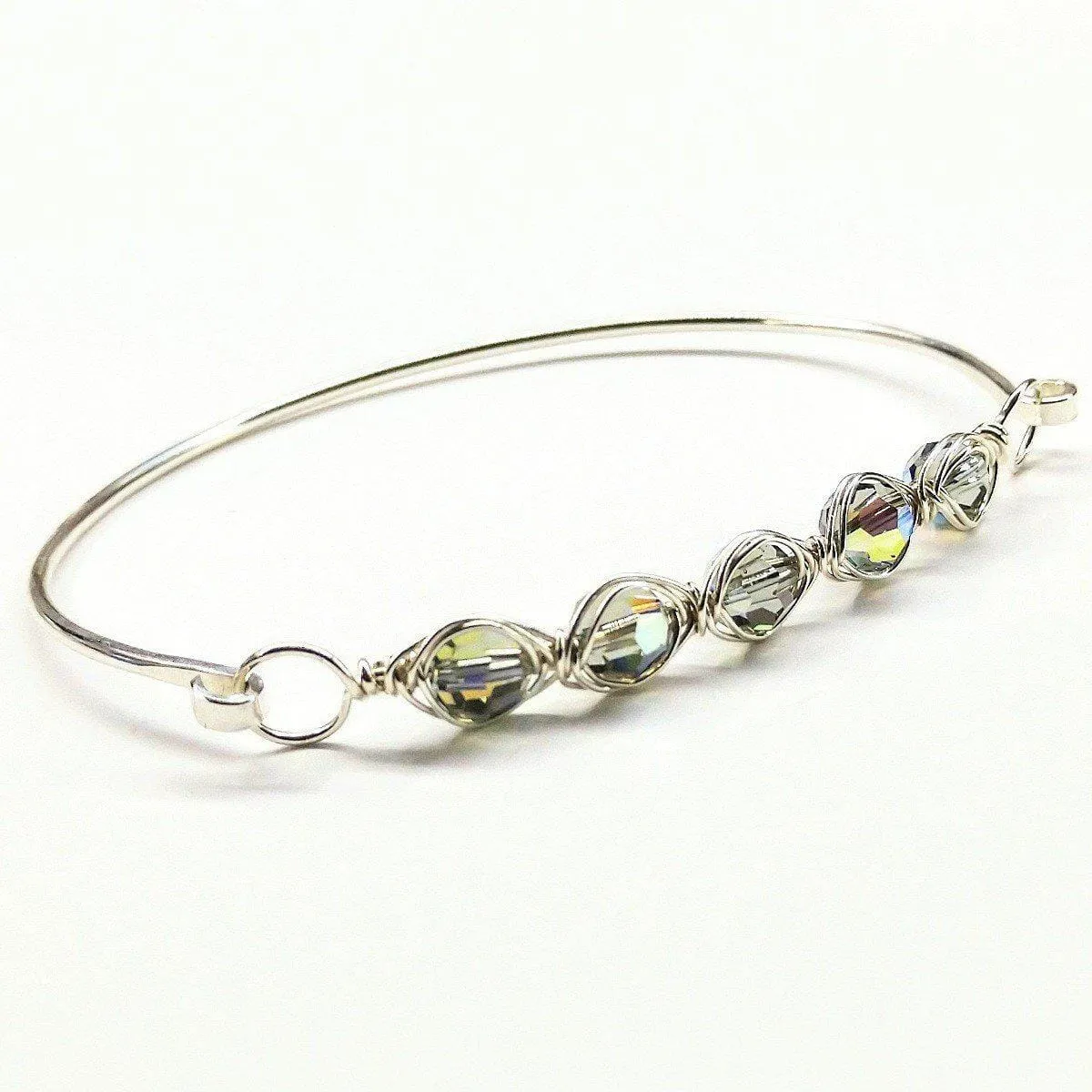 Larger Oval Shaped Swarovski Crystal Bar Bangle Bracelet