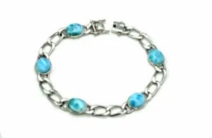 Larimar Five 10X8mm Oval Link Bracelet