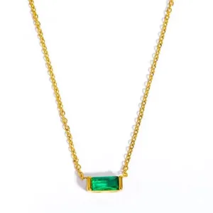 Love Waterproof Birthstone MAY Necklace 18K Gold Plating