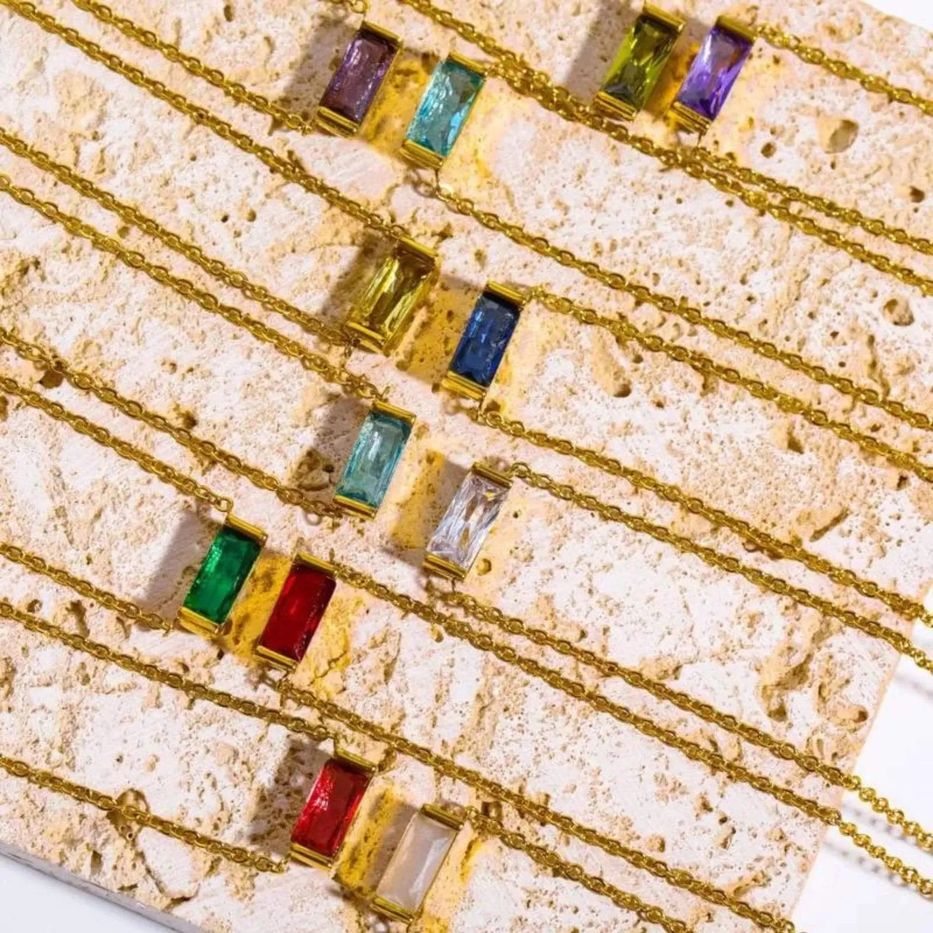 Love Waterproof Birthstone MAY Necklace 18K Gold Plating