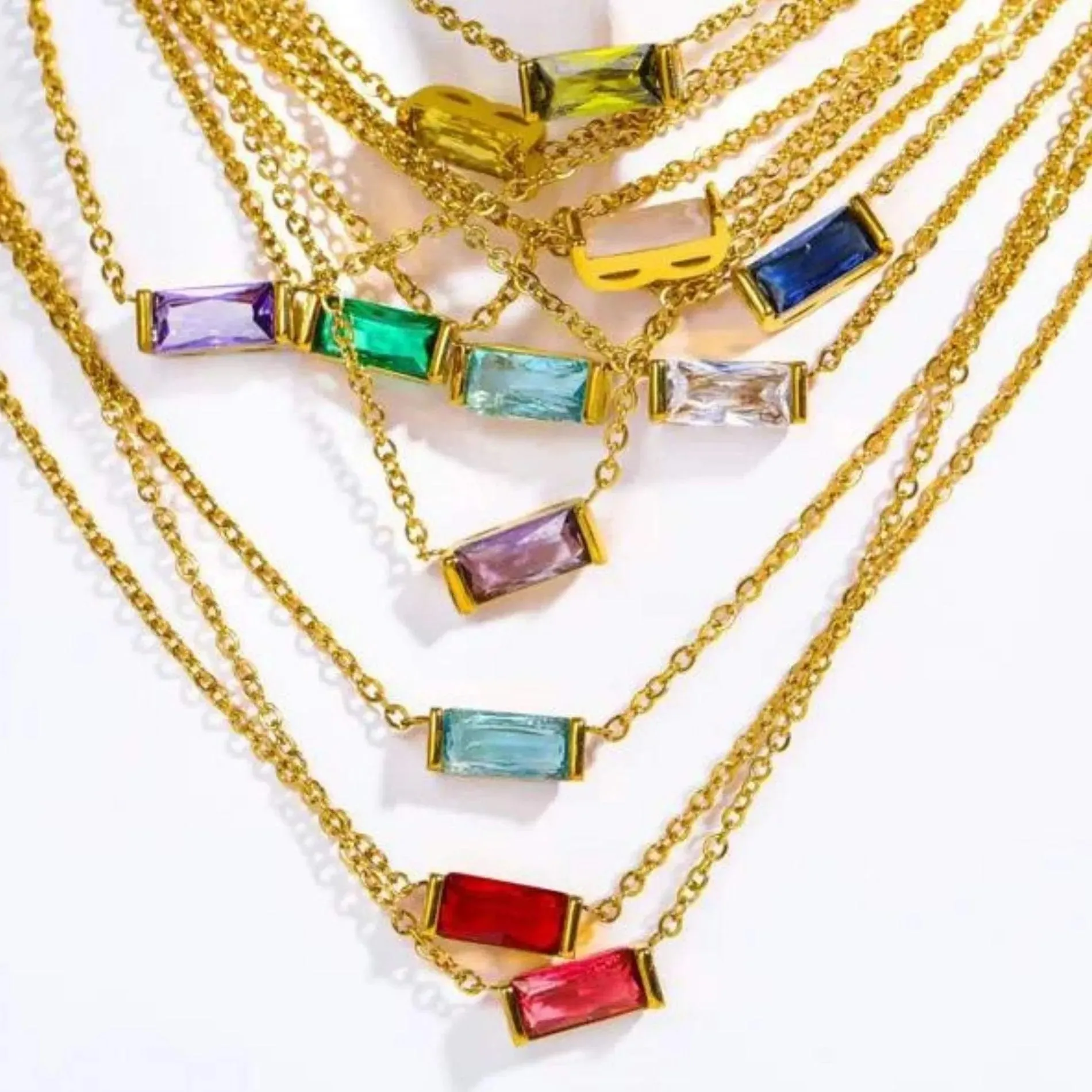 Love Waterproof Birthstone MAY Necklace 18K Gold Plating