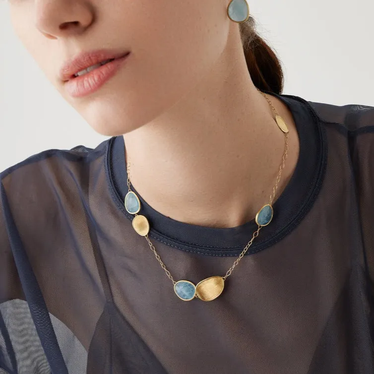 Marco Bicego Lunaria 18k Gold Aquamarine Necklace