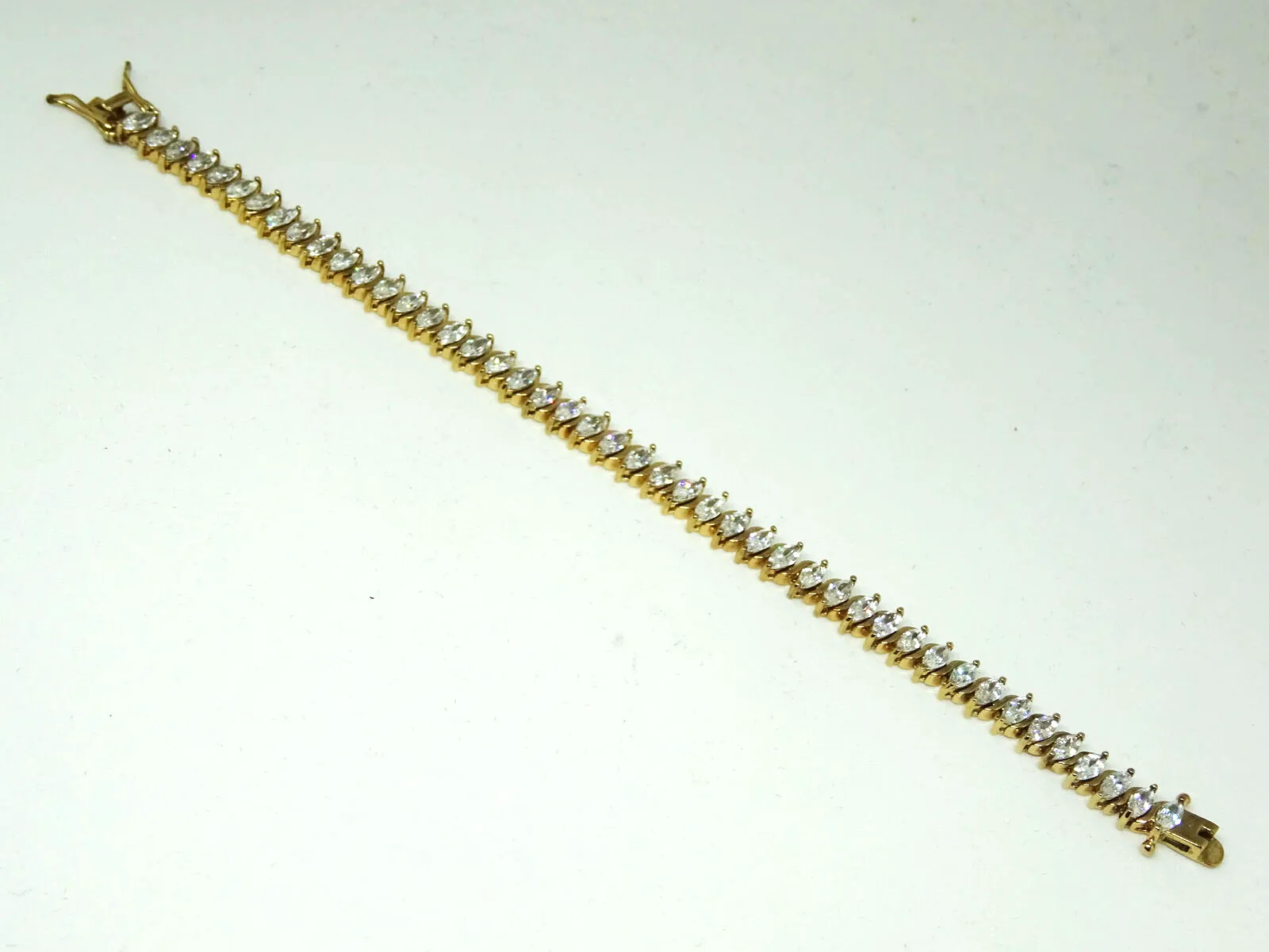 Marquise CZ Vermeil Sterling Silver Tennis Bracelet