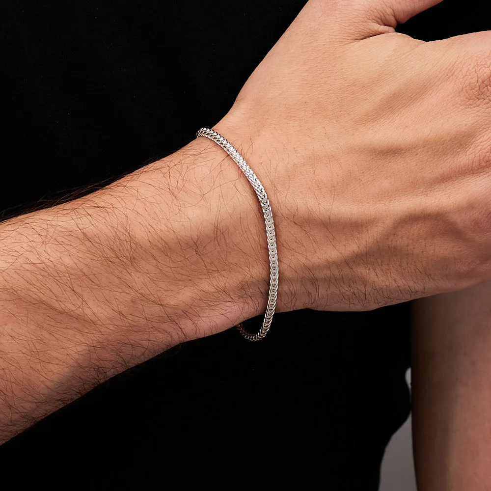 Men's Italian Foxtail Chain Bracelet | Sleek 925 Sterling Silver Bracelet for Men & Women