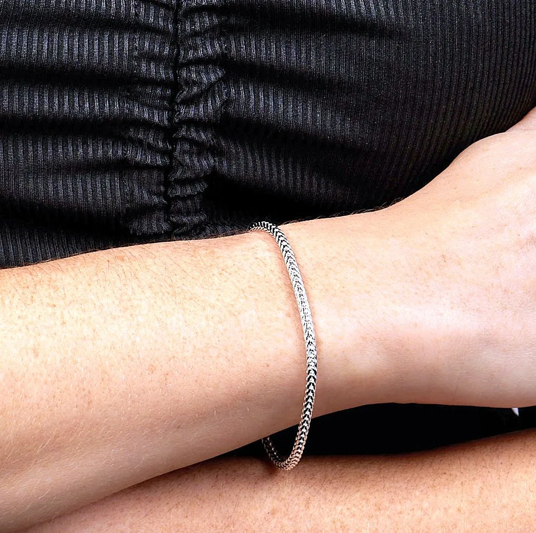 Men's Italian Foxtail Chain Bracelet | Sleek 925 Sterling Silver Bracelet for Men & Women