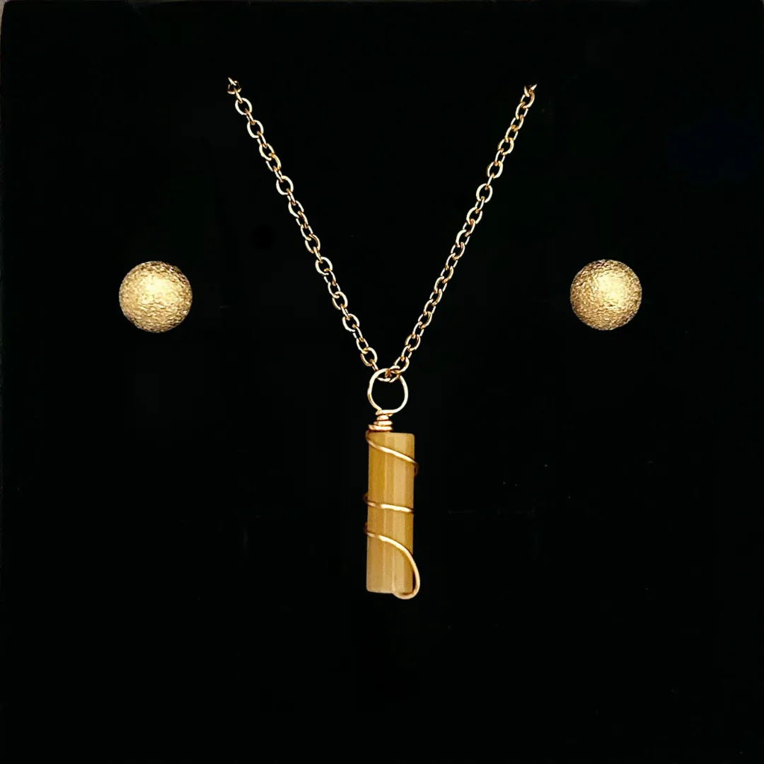 MINI TOPAZ CYLINDER PENDANT ONLY - FREE CHAIN & EARRINGS