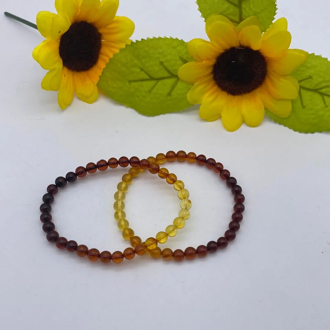 Ombre Amber 5mm Bead Bracelet