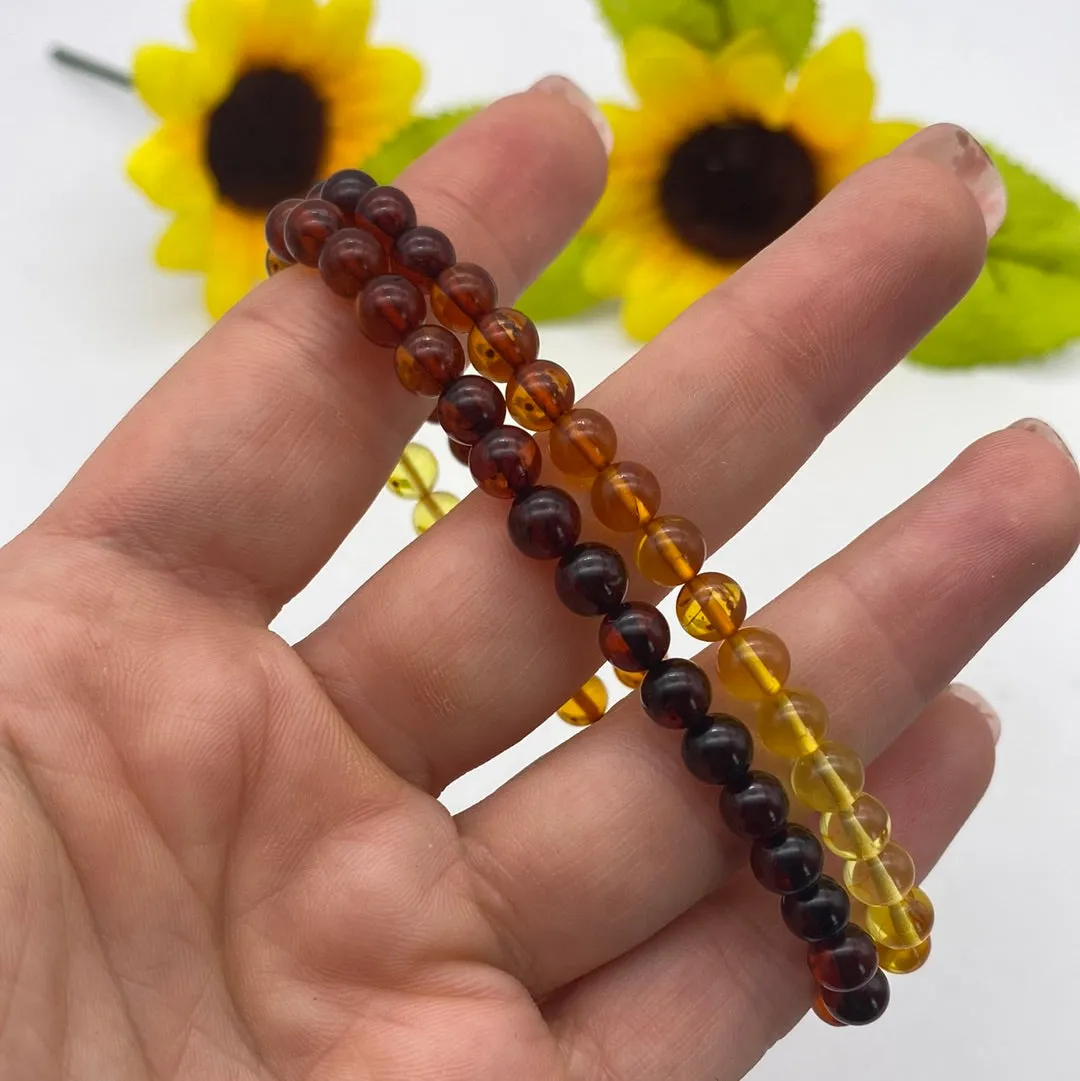 Ombre Amber 5mm Bead Bracelet