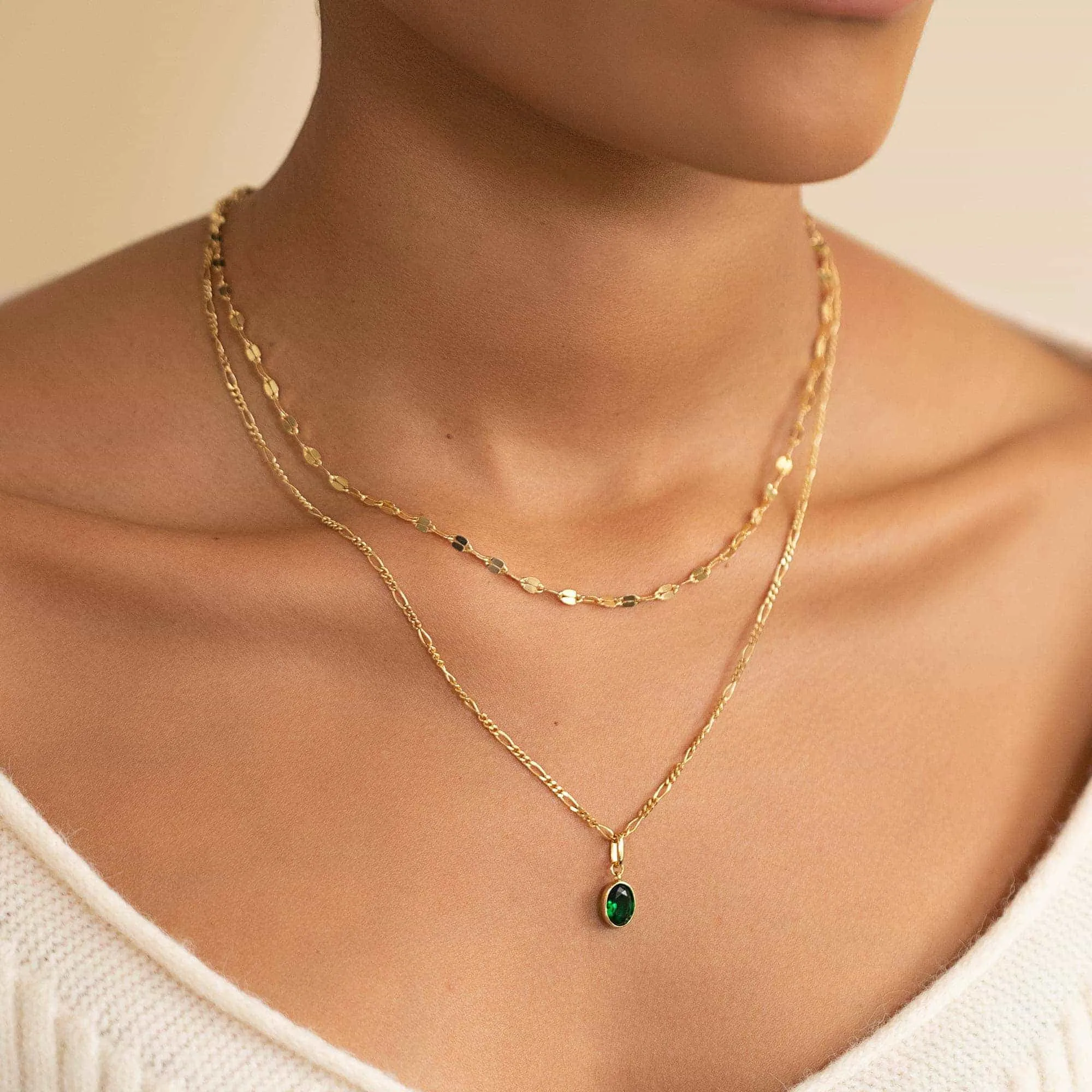 Oval Gemstone Charm Emerald