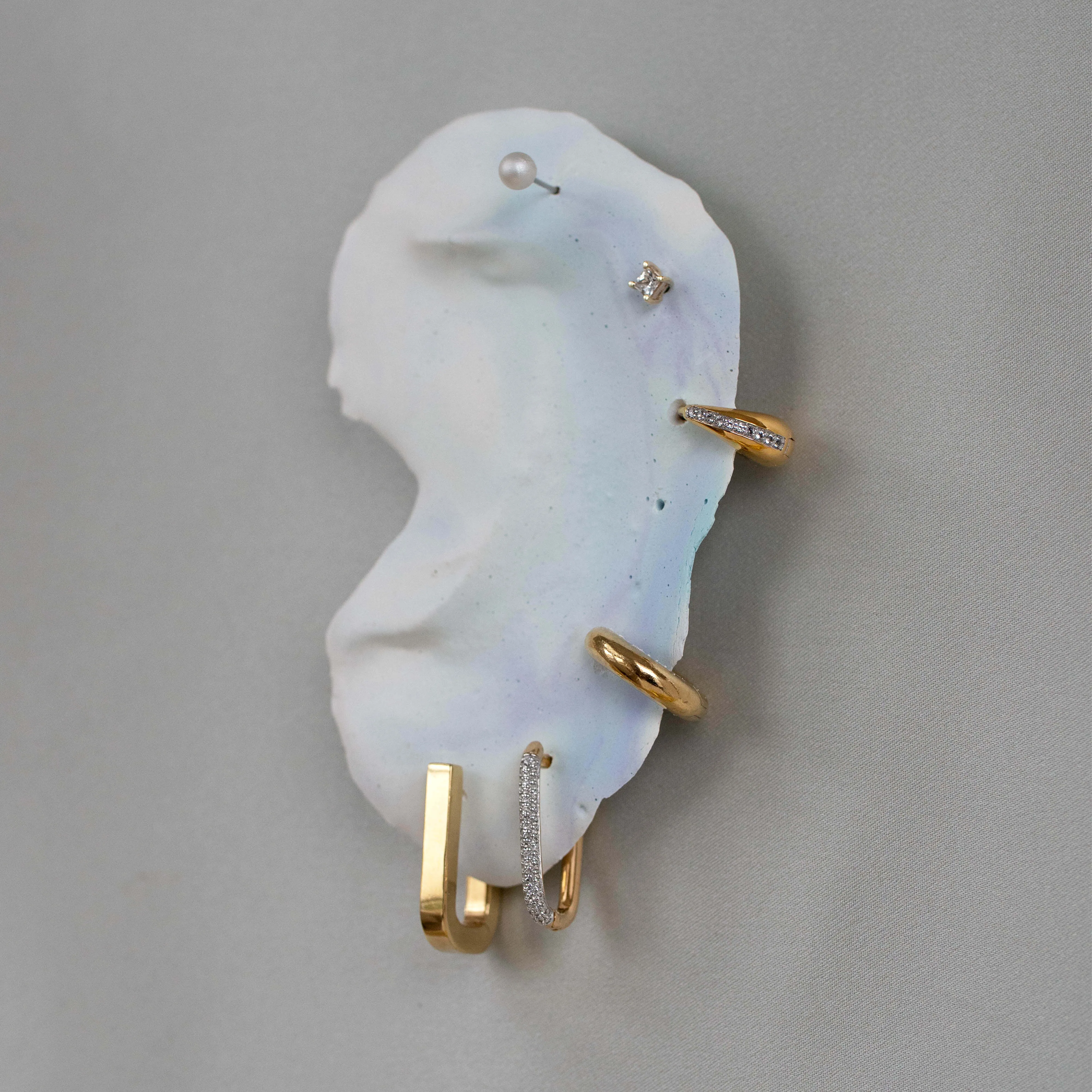 Paperclip Medium White Topaz Earring