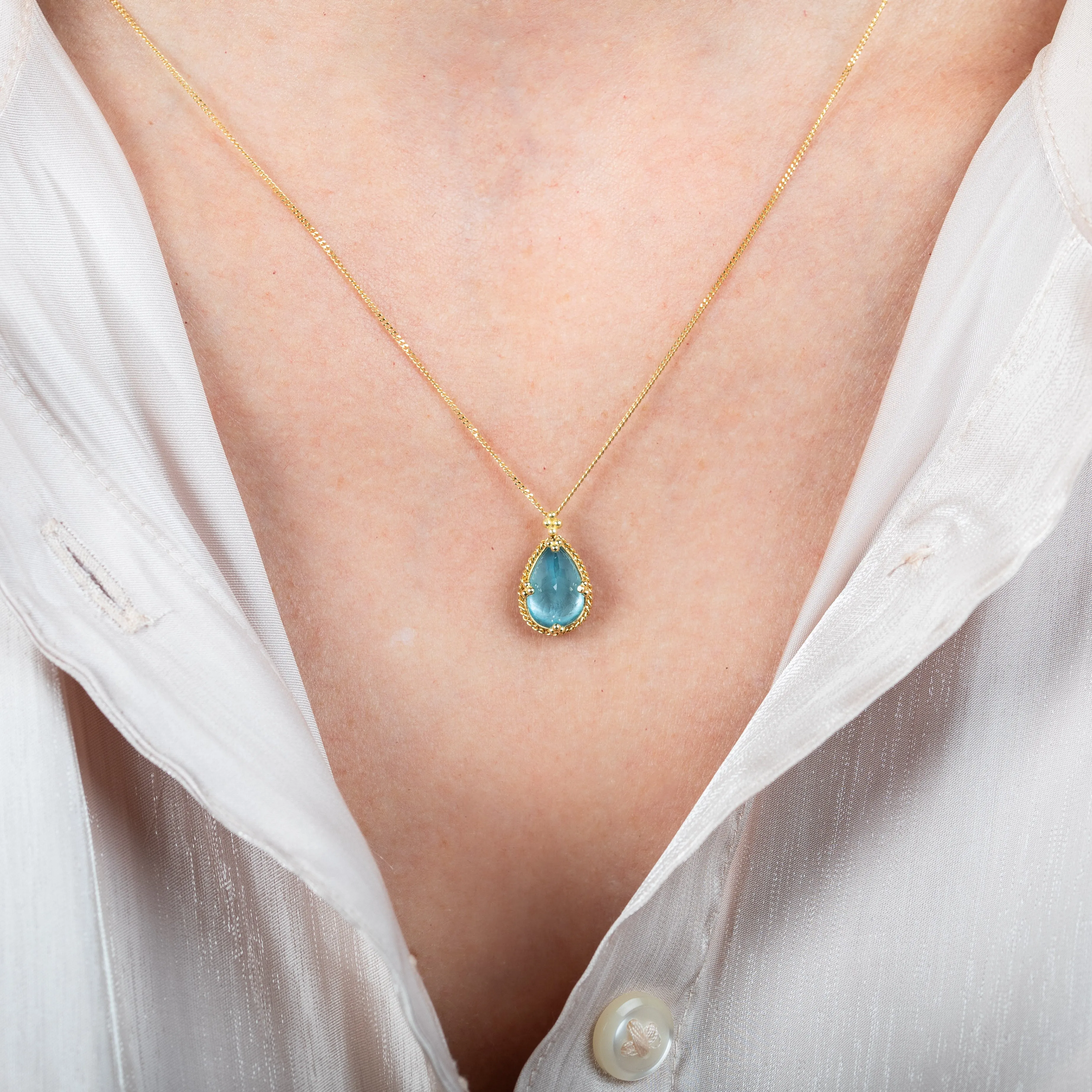Petite Aquamarine Teardrop Necklace