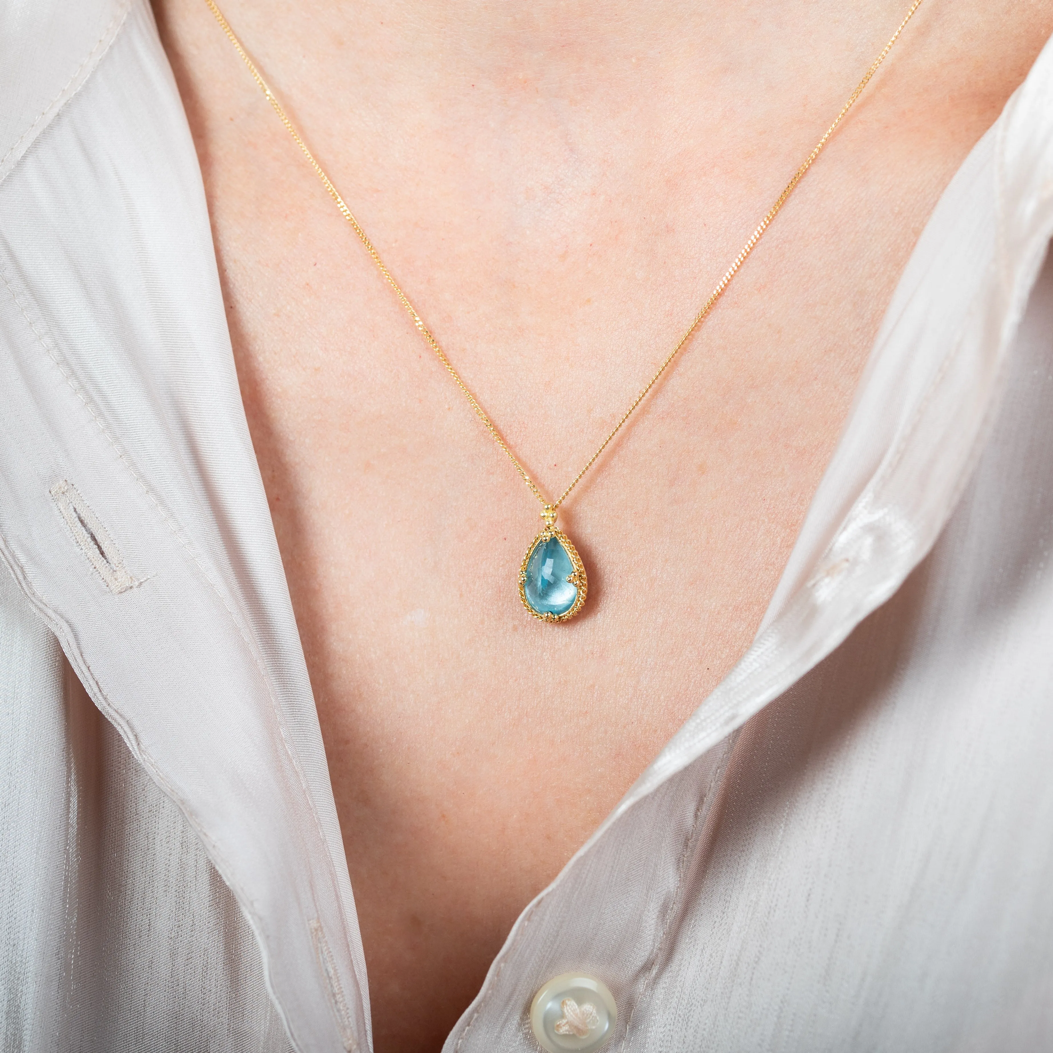 Petite Aquamarine Teardrop Necklace