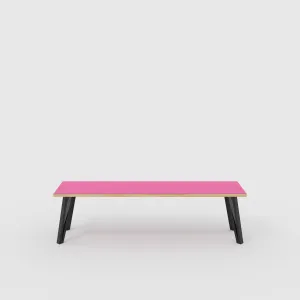 Plywood Bench Seat with Black Box Hairpin Legs - Formica Juicy Pink - 1600(w) x 400(d) x 450(h)