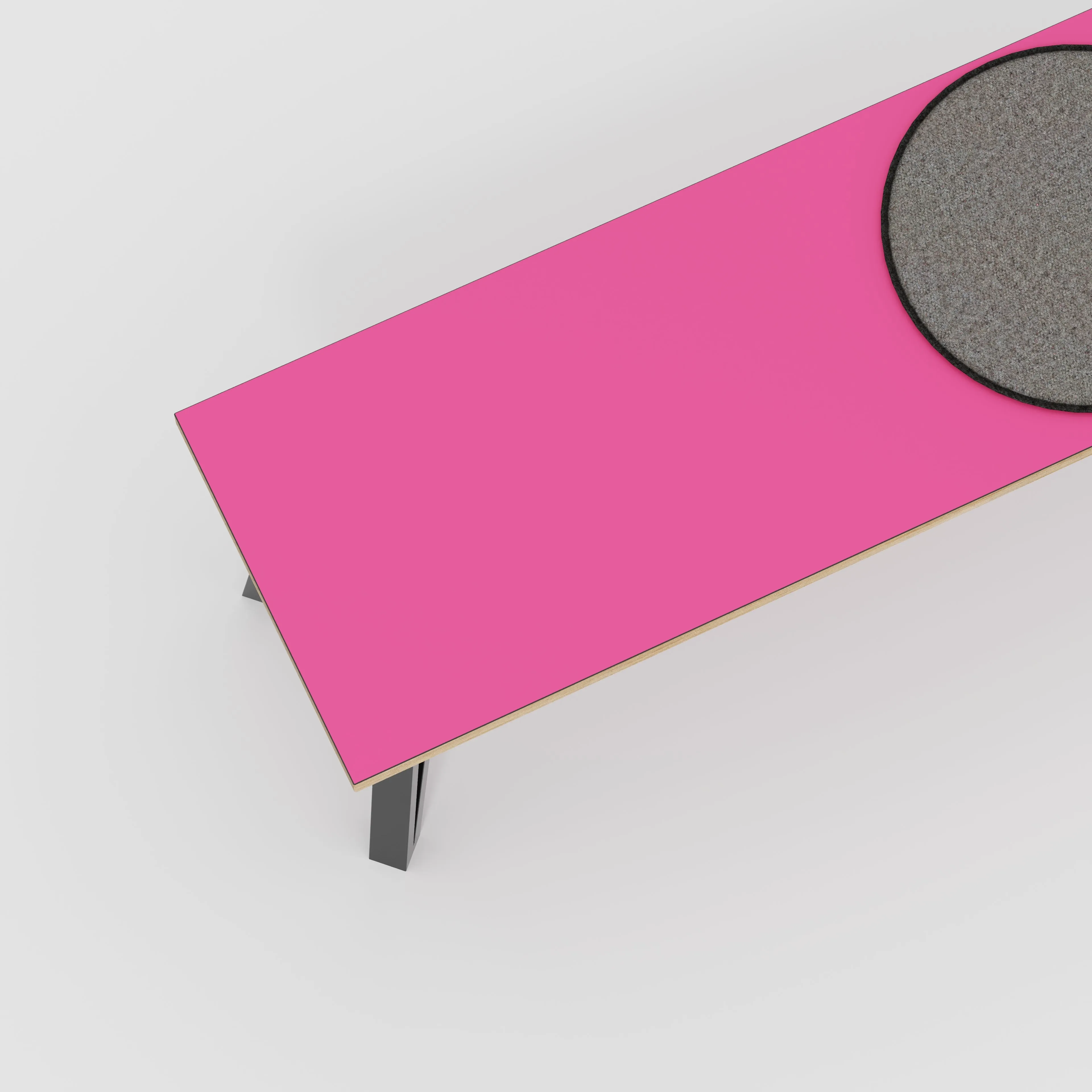 Plywood Bench Seat with Black Box Hairpin Legs - Formica Juicy Pink - 1600(w) x 400(d) x 450(h)