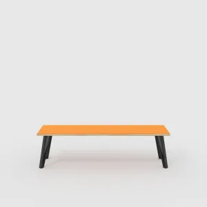 Plywood Bench Seat with Black Box Hairpin Legs - Formica Levante Orange - 1600(w) x 400(d) x 450(h)
