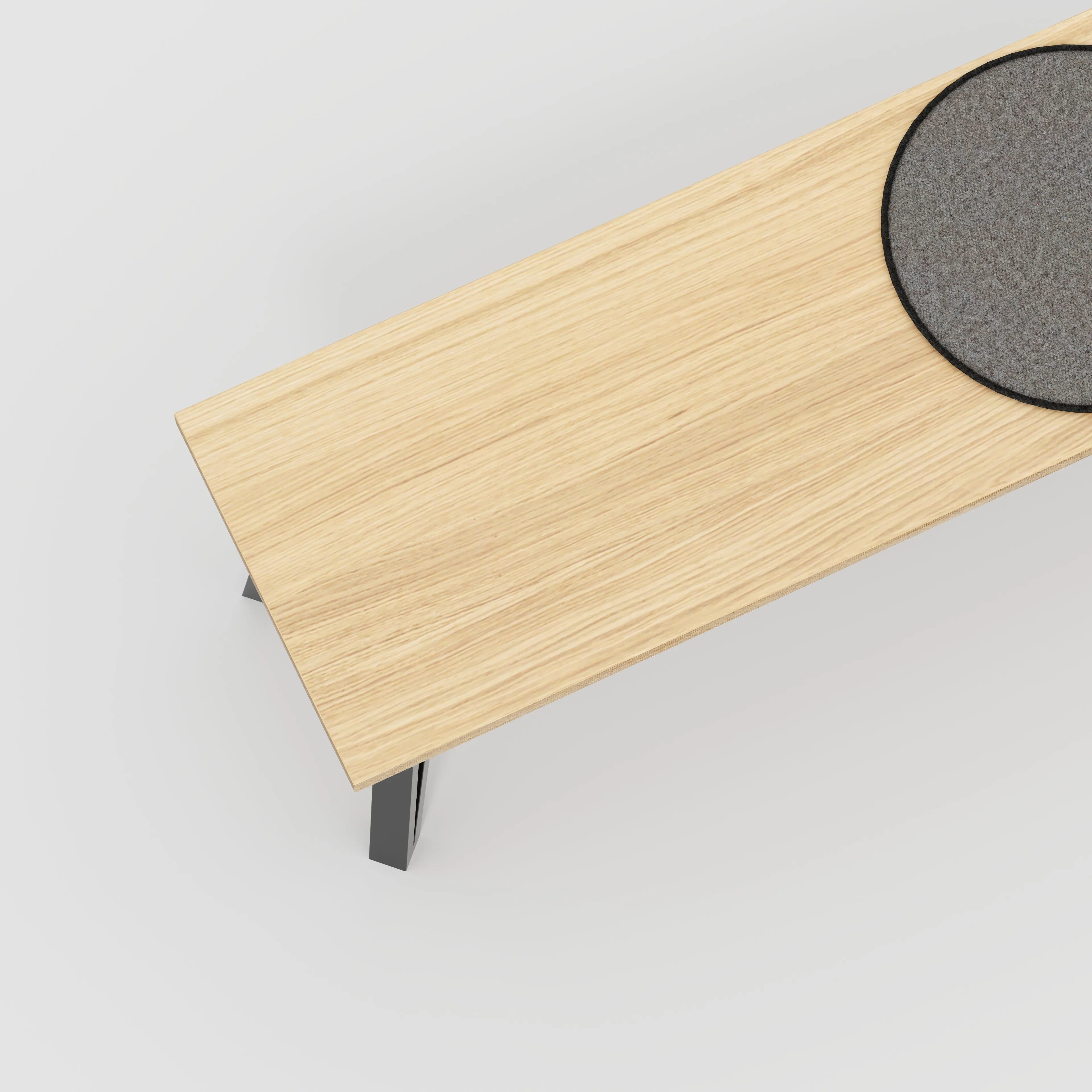 Plywood Bench Seat with Black Box Hairpin Legs - Plywood Oak - 1600(w) x 400(d) x 450(h)