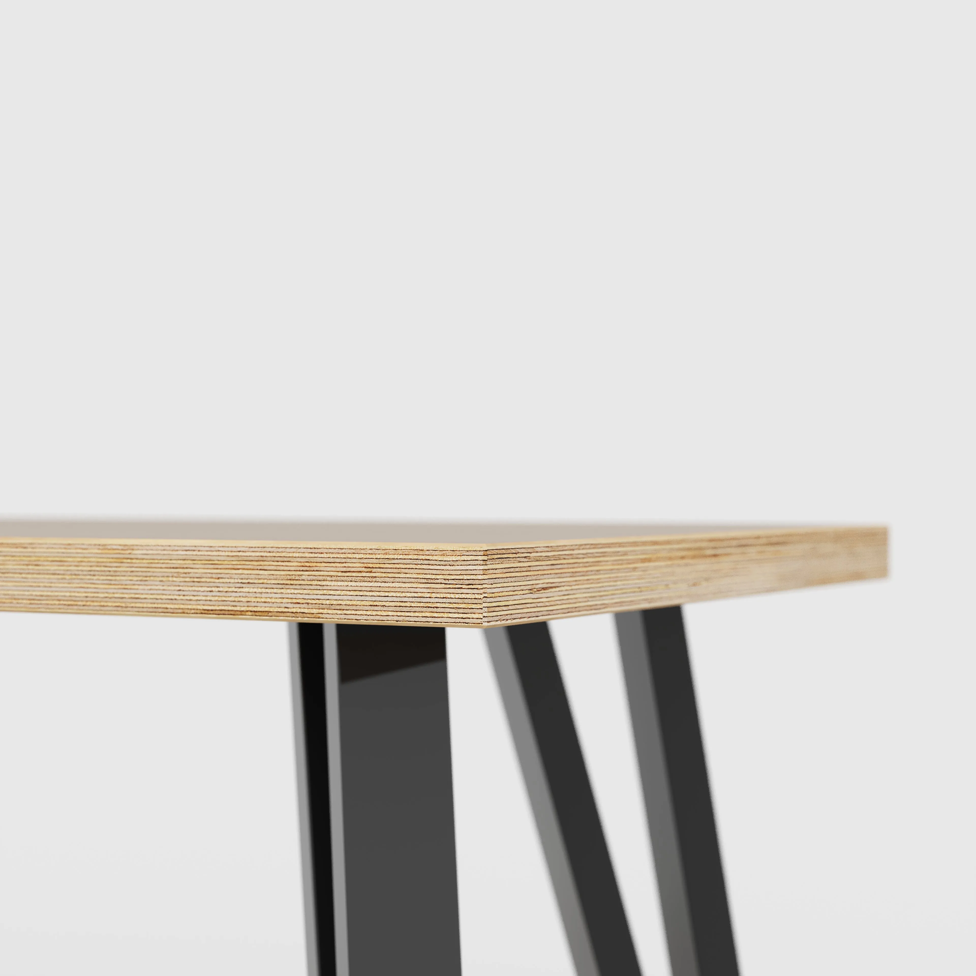 Plywood Bench Seat with Black Box Hairpin Legs - Plywood Oak - 1600(w) x 400(d) x 450(h)