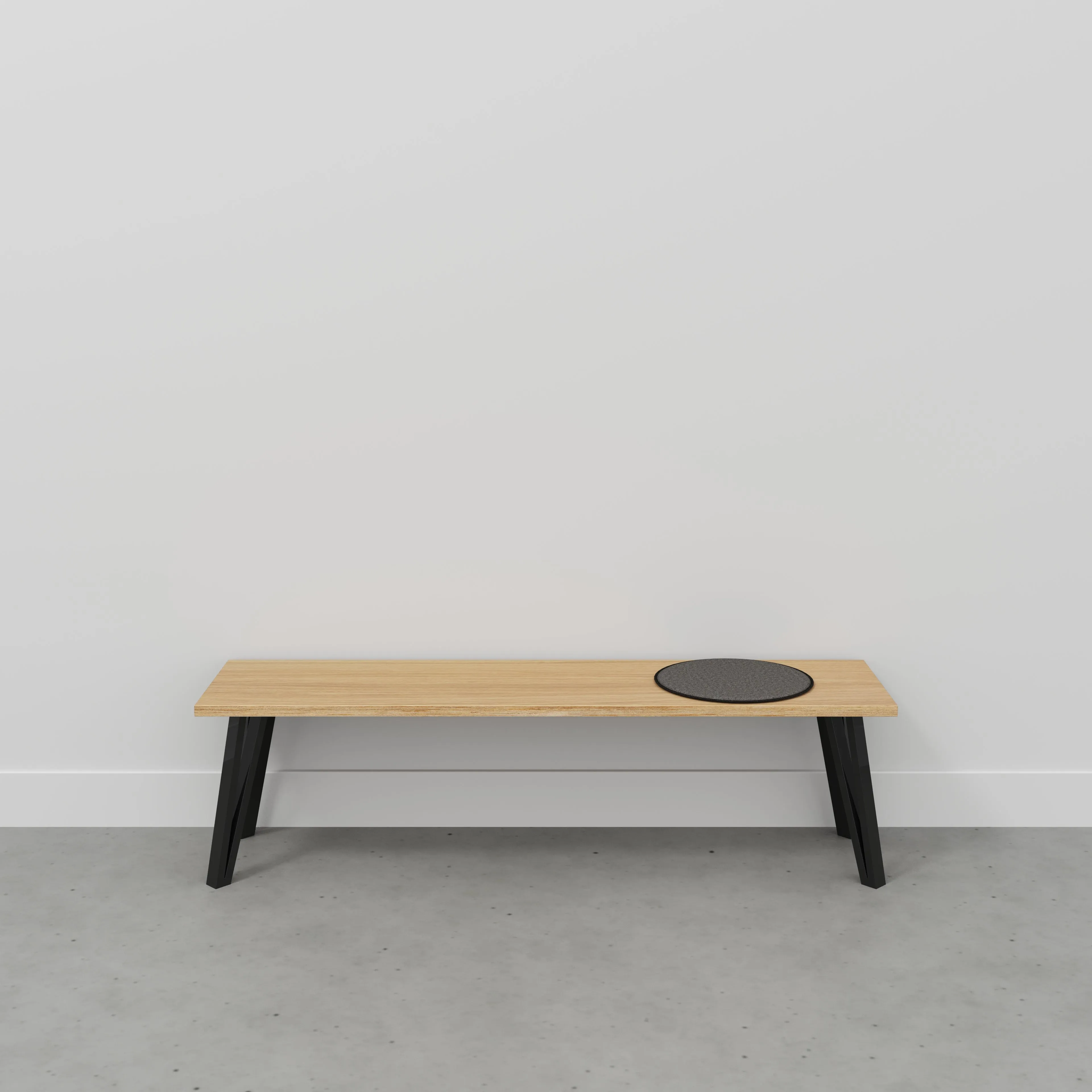 Plywood Bench Seat with Black Box Hairpin Legs - Plywood Oak - 1600(w) x 400(d) x 450(h)