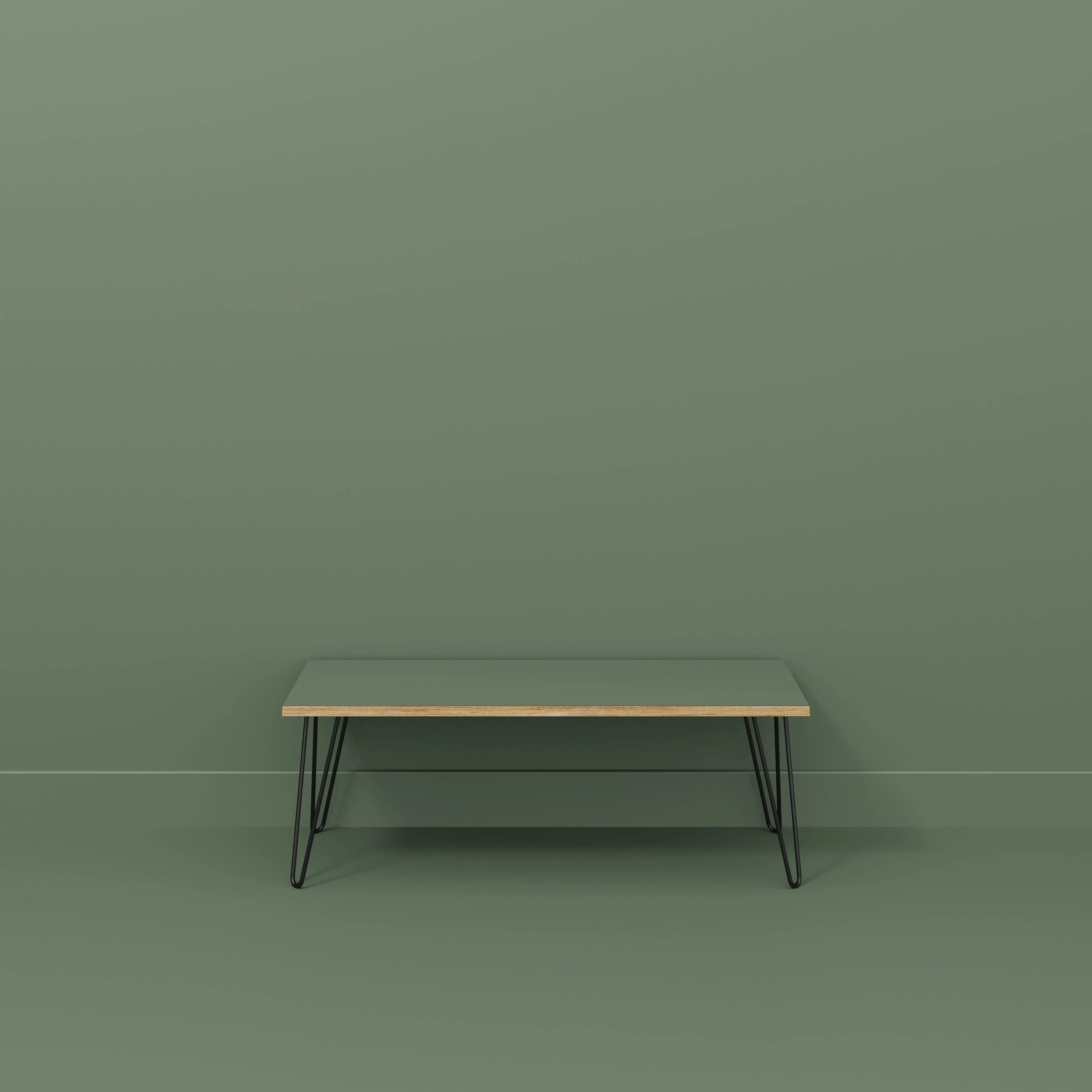 Plywood Bench Seat with Black Hairpin Legs - Formica Green Slate - 1200(w) x 400(d)