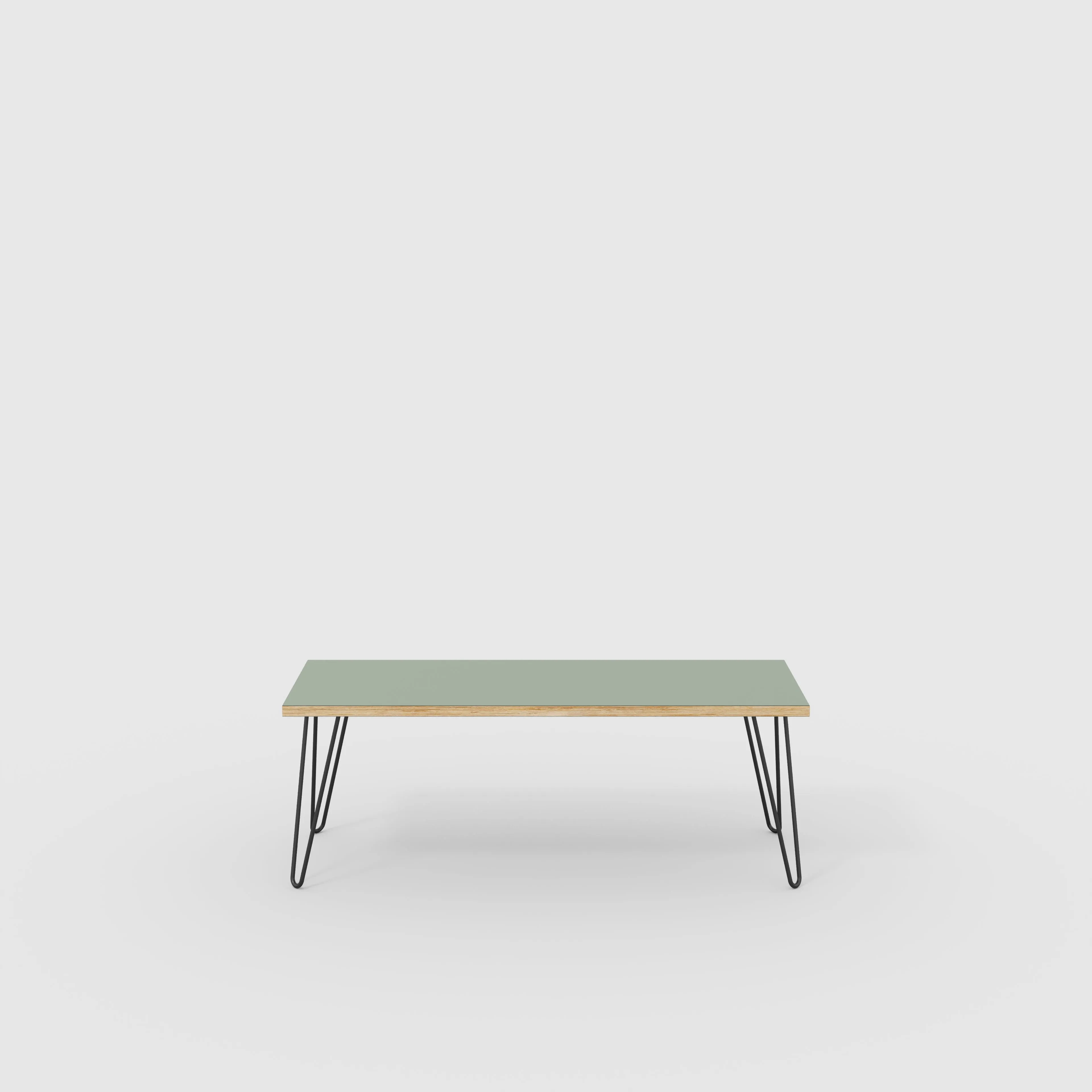 Plywood Bench Seat with Black Hairpin Legs - Formica Green Slate - 1200(w) x 400(d)