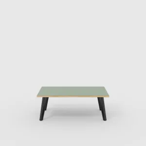 Plywood Coffee Table with Black Box Hairpin Legs - Formica Green Slate - 1200(w) x 600(d) x 425(h)